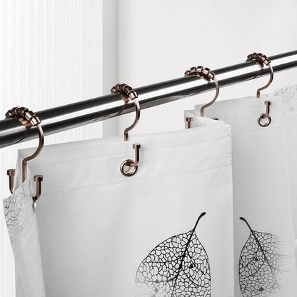 BBV Shower Curtain Hooks Rings, 12 Pcs Rust Resistant Metal Double Glide Shower Hooks for Bathroom Shower Rods Curtains (Bronze)