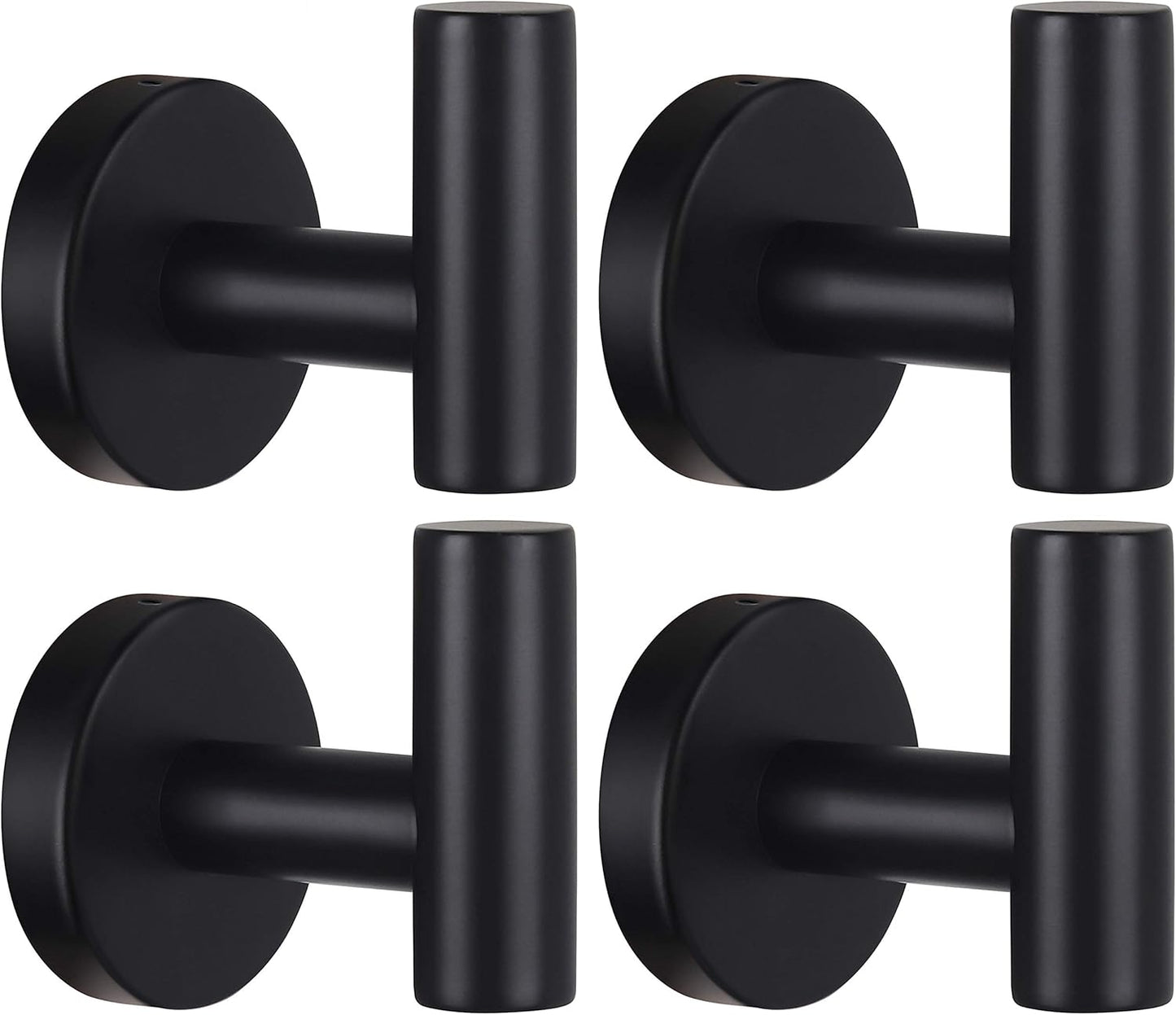 Skiennix Heavy-Duty Towel Hooks - Versatile Wall Hanger for Bathroom, Kitchen & Closet | 4-Pack Black