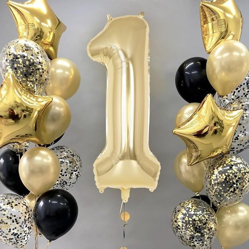 Champagne Gold Number 1 Balloon - 40 Inch Giant Mylar Foil for 1st Birthday Party & Anniversary Decor