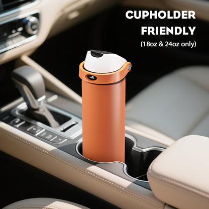 POWCAN 18 oz Insulated Water Bottle - 2-in-1 Push-Button Spout & Quick-Flip Straw, Leakproof, Ideal for Sports & Gym (Sunny Puppy)
