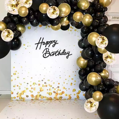TONIFUL Happy Birthday Sign - Glitter Black Felt Banner for Stunning Party Backdrops | Includes Dot Glue