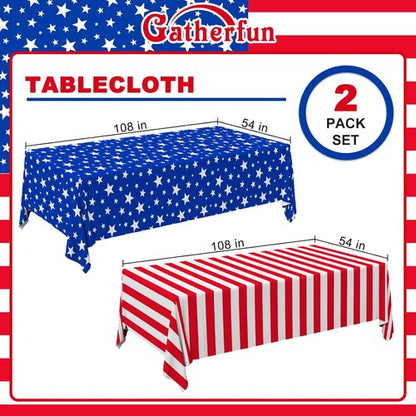 American Flag Party Decorations Set by [Brand Name] - Patriotic Theme Kit for 4th of July & Election Day, Includes 2 Disposable Plastic Tablecloths