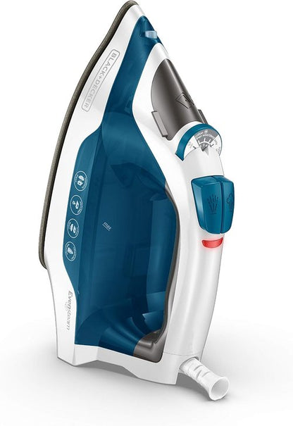 BLACK+DECKER Easy Steam Compact Iron - Dual Position Cord & TrueGlide Non-Stick Soleplate | Vertical Steam