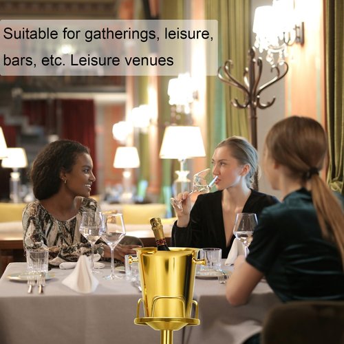 Champagne Ice Bucket with Stand Stainless Steel Wine Bucket on Stand Ice Cube Chiller Container Standing Ice Bucket for Party Wedding Beer Ktv BBQ Club Bar