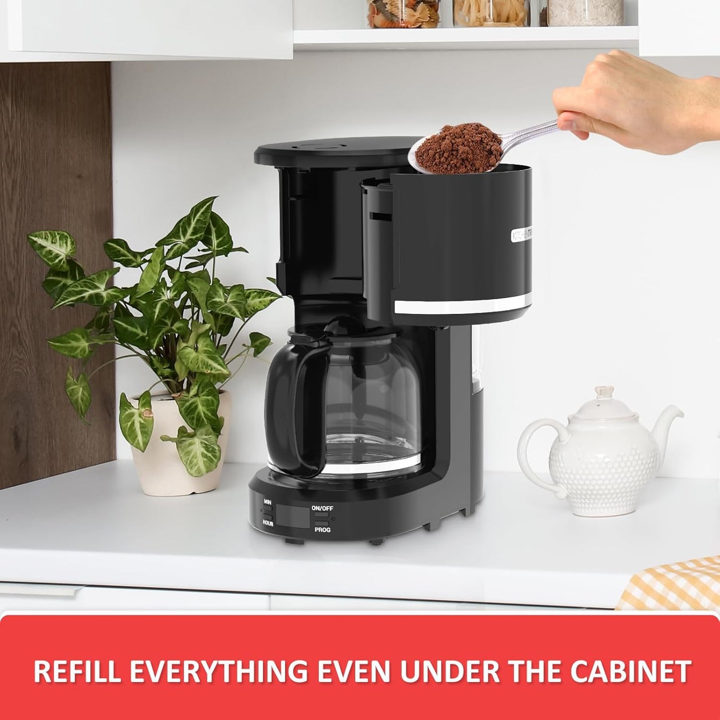 Mr. Coffee 10-Cup Programmable Coffee Maker - Permanent Filter, Removable Reservoir, Delay Brew, Black