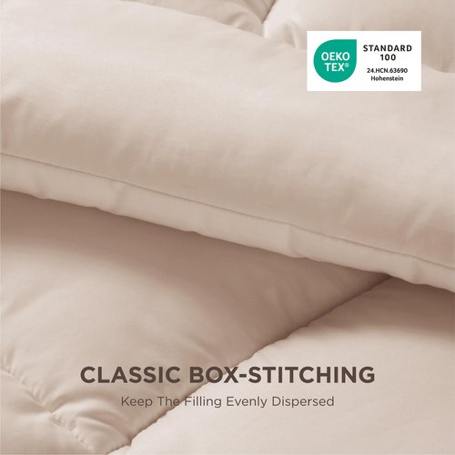 Bedsure Comforter Duvet Insert - Quilted Comforters Twin XL Size, All Season Duvet, GentleSoft Down Alternative Bedding, with 8 Tabs, Gifts for Women/Men, Beige, Twin XL 92 x 68 Inches