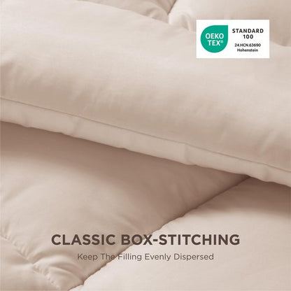 Bedsure Comforter Duvet Insert - Quilted Comforters Twin XL Size, All Season Duvet, GentleSoft Down Alternative Bedding, with 8 Tabs, Gifts for Women/Men, Beige, Twin XL 92 x 68 Inches