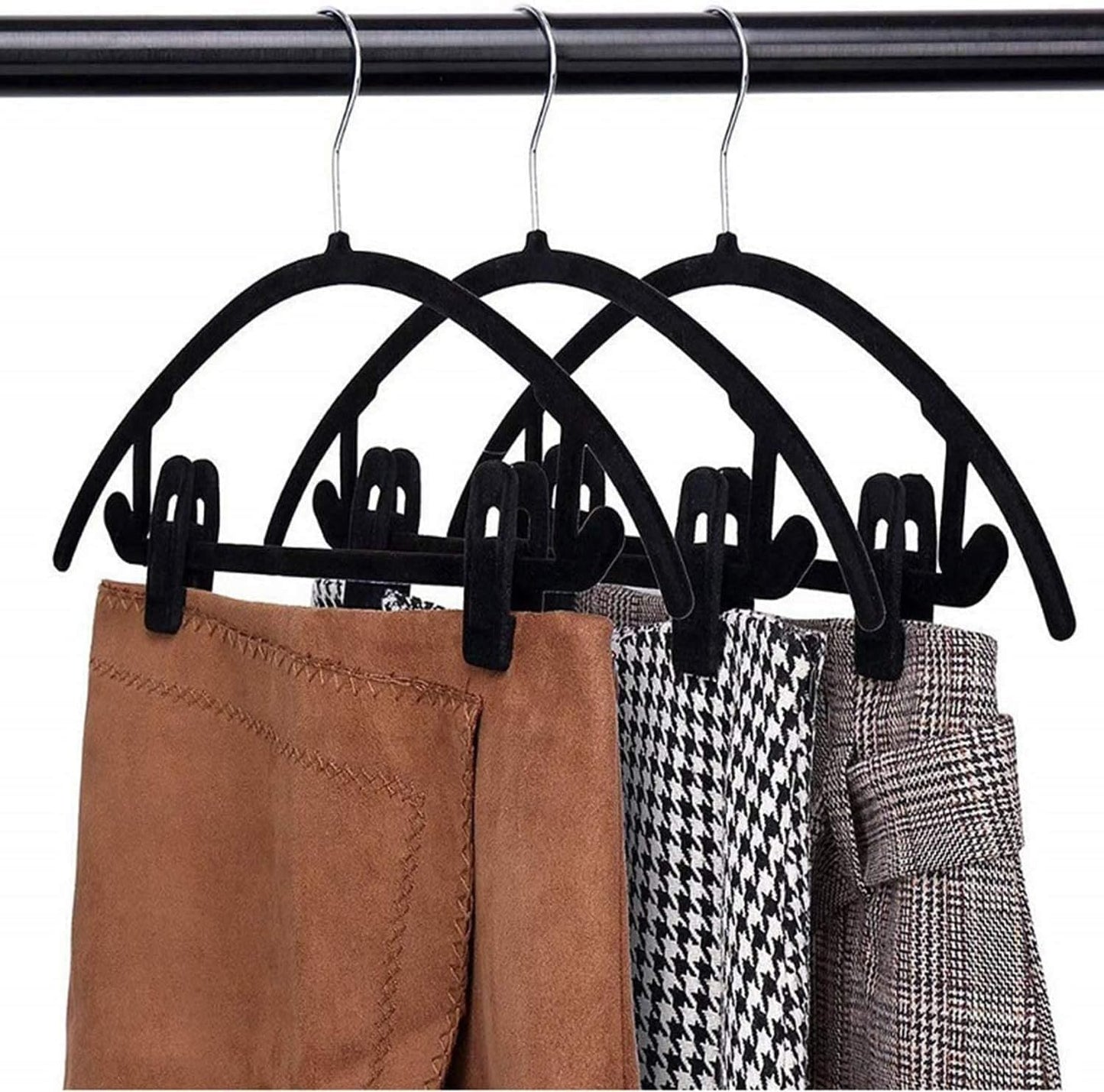 Skiennix Velvet Hanger Clips - 20 Pack Strong Clips for Skirts & Pants | Black Color