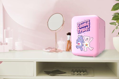 Care Bears Mini Beauty Fridge - 4L Portable Skincare Cooler, Fits 6 Soda Cans, Adorable Daydreams Come True Design, Perfect for Makeup, Creams, and Serums