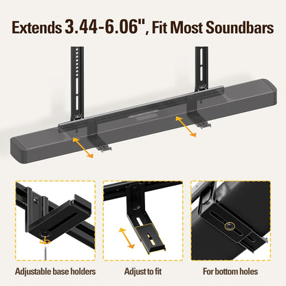 Mounting Dream Soundbar Mount - Heavy Duty Wall Bracket for Sound Bars Up to 26.5 LBS | Adjustable Height & No-Slip Base