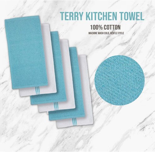 Lane Linen 16-Piece Kitchen Towel Set | Heat Resistant Oven Mitts & Pot Holders, Absorbent Dish Cloths - Aqua