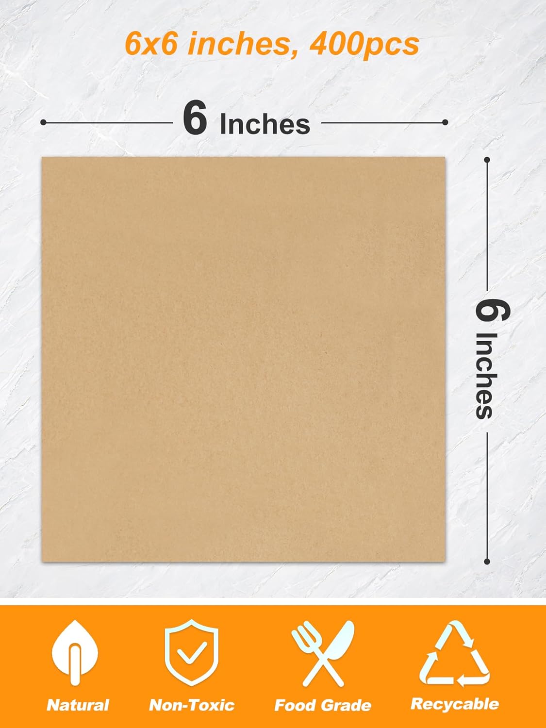 SMARTAKE Wax Paper - 400 Pcs Non-Stick Hamburger Patty Sheets | 6 x 6 Inches for Food, Parties & Picnics