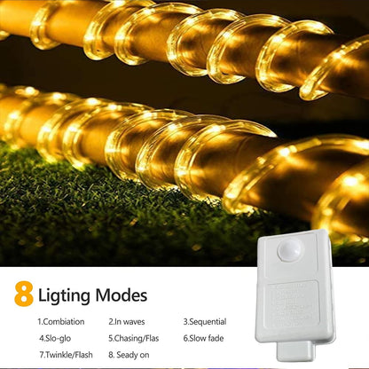 Skiennix 100ft LED Rope Lights - Waterproof, Flexible Tube Lighting with 8 Modes | Warm White for Indoor & Outdoor Use