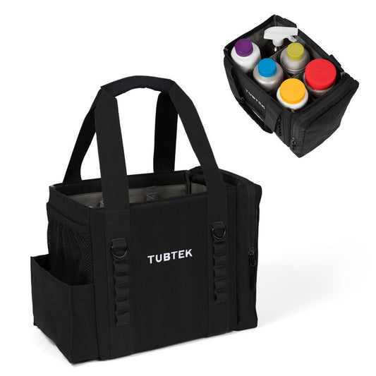 TUBTEK Hot Tub Chemical Bag (Black) | Hot Tub Storage For All Your Hot Tub Chemicals & Hot Tub Accessories | Holds All Major Chemical Brands and Essential Spa Accessories for Hot Tub