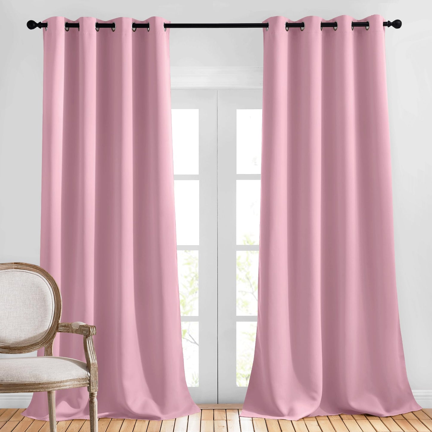 NICETOWN Room Darkening Curtain Panels - (52 inches W x 120 inches L, Crystal Pink, 2 Panels) Toddler Boy Bedroom Drapes with Grommet Top, Energy Smart Window Treatment Curtains
