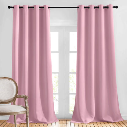 NICETOWN Room Darkening Curtain Panels - (52 inches W x 120 inches L, Crystal Pink, 2 Panels) Toddler Boy Bedroom Drapes with Grommet Top, Energy Smart Window Treatment Curtains
