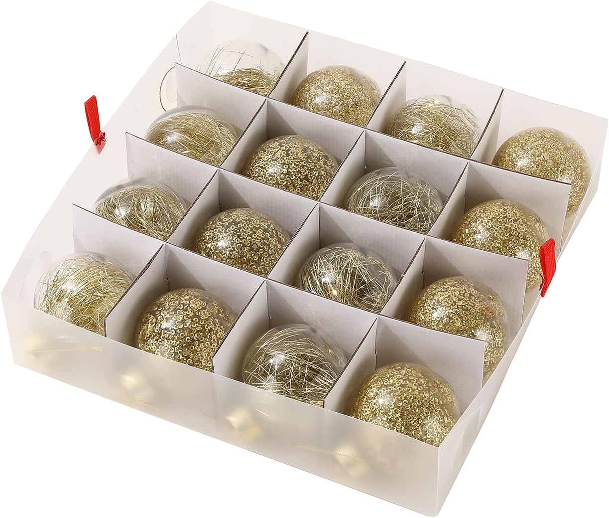 Sattiyrch Christmas Ornament Storage Box - Dust-Proof Canvas with 4 Trays & Customizable Dividers | Holds 64 Ornaments
