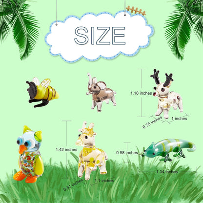 Skiennix 6Pcs Hand Blown Glass Figurines - Unique Christmas Reindeer, Birds, Giraffes & More for Home Decor & Gifts