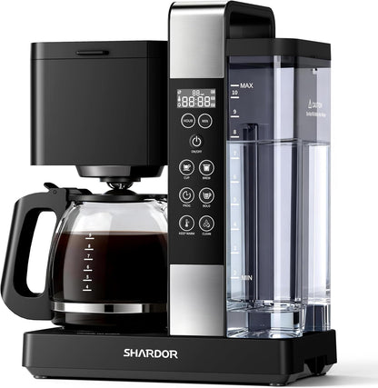 SHARDOR 10-Cup Coffee Maker - Programmable Drip Machine with Adjustable Brew Strength & Keep-Warm Control, Black