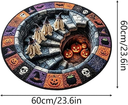 Halloween Optical Illusion Rug Skeleton Ghost Pumpkin Pattern 24in - Ghost Pumpkin