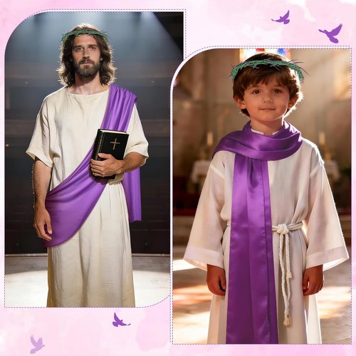Crown of Thorns | 8" Wearable Christian Wreath with Purple Fabric for Lent & Easter Decor