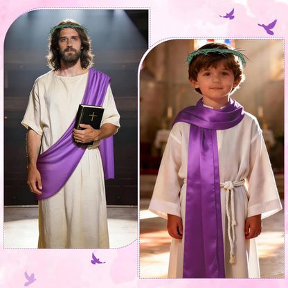Crown of Thorns | 8" Wearable Christian Wreath with Purple Fabric for Lent & Easter Decor