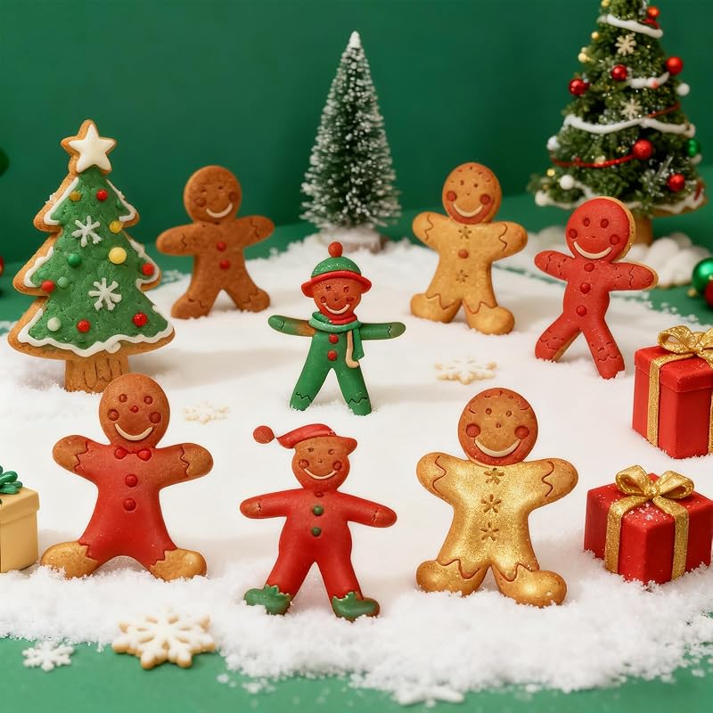6Pcs Christmas Silicone Molds Set - Snowflake, Snowman, Santa, Reindeer, Tree, Holly (White) - Candy & Cake Decorating