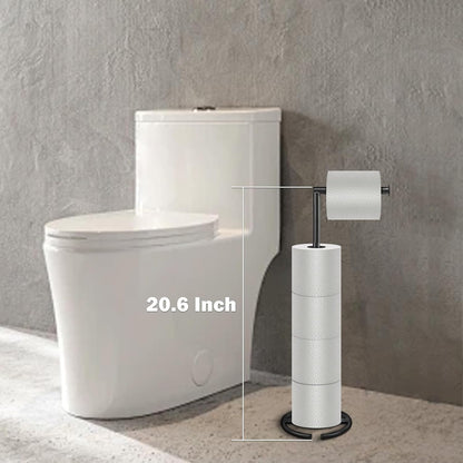 NearMoon Bath Toilet Paper Holder - Modern Standing Tissue Roll Holder with Rustproof Metal Base | Matte Black