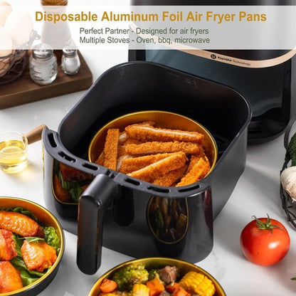 Air Fryer Foil Liners by [Brand Name] - 20 Pack of 7-Inch Round Disposable Aluminum Pans | High-Heat Safe & Reusable
