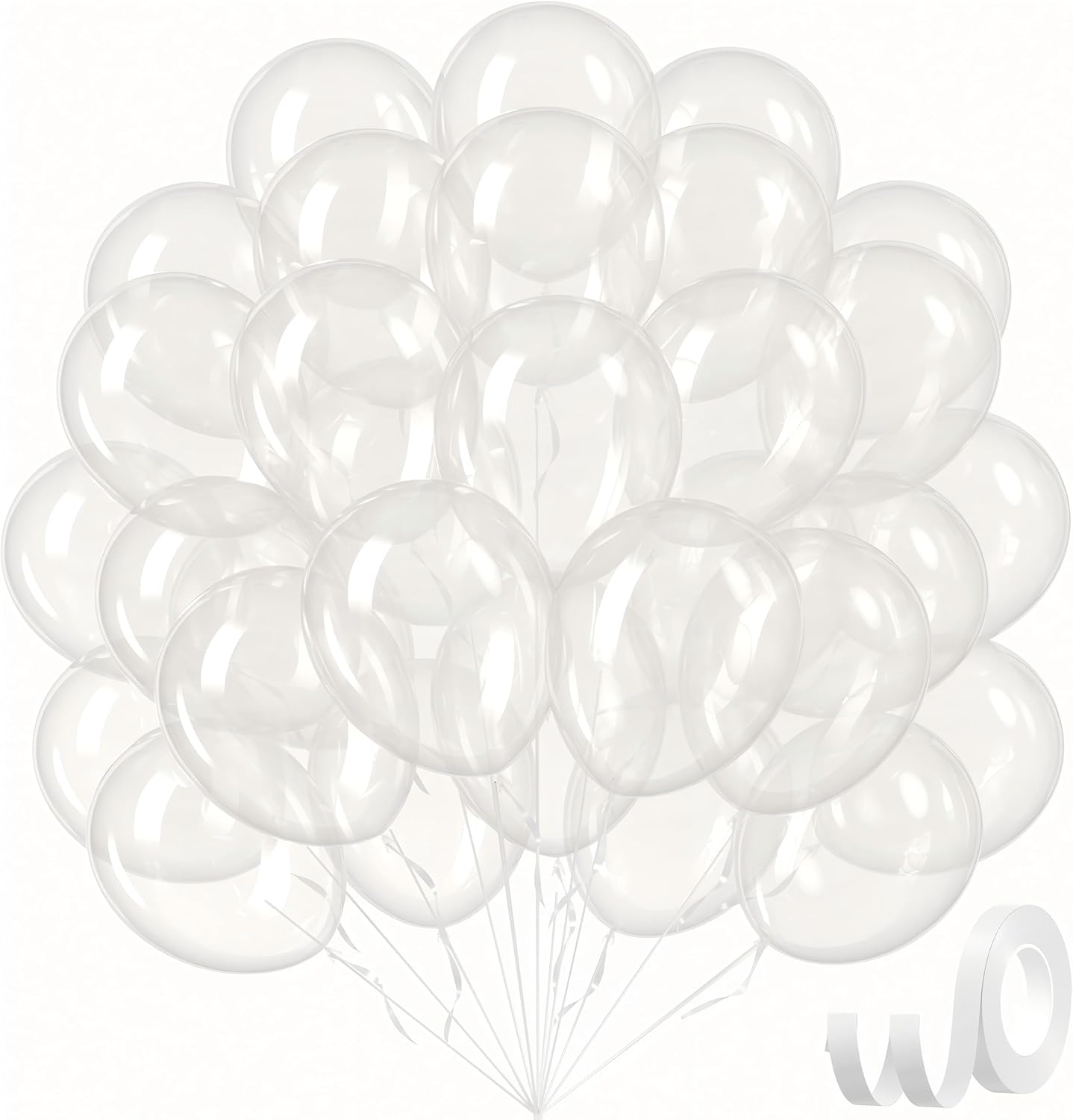 Skiennix Clear Balloons - 12 Inch Transparent Latex Balloons | 50 Pack for Baby Showers & Parties