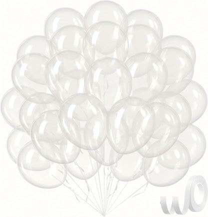 Skiennix Clear Balloons - 12 Inch Transparent Latex Balloons | 50 Pack for Baby Showers & Parties