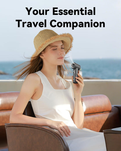 MUXNW Portable Mini Fan - Handheld Rechargeable USB Fan for Travel | High-Speed Cooling in Gray
