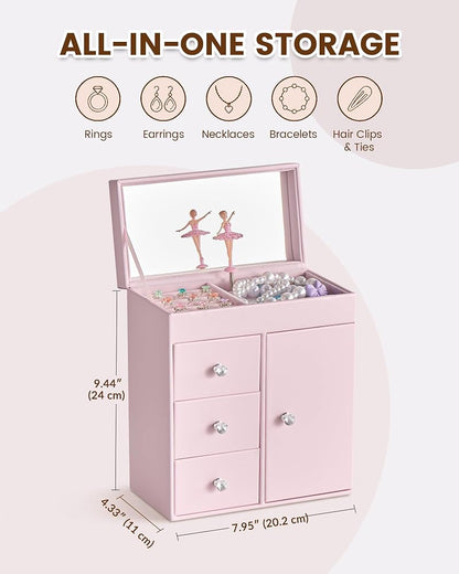 Pink Ballerina Music Jewelry Box for Girls 3-12 – Lolalet