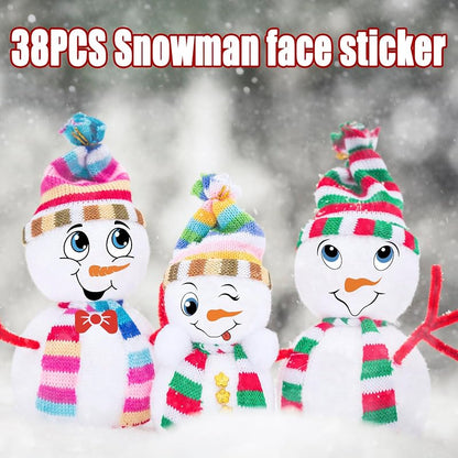 48 Pcs Snowman Face Stickers for Crafts Christmas Decorations - Waterproof Holiday Decals