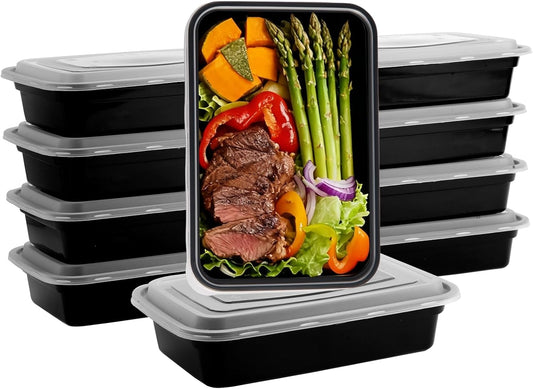 Qewro 10-Pack 35oz Meal Prep Containers - Disposable Food Storage with Lids | Microwave & Dishwasher Safe