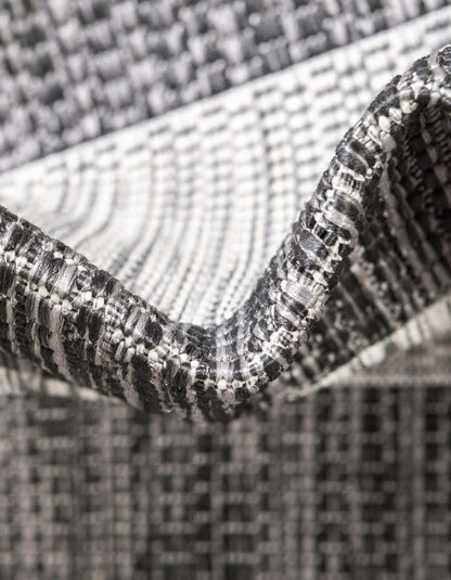 Unique Loom Outdoor Striped Collection Area Rug - Distressed Stripe (5' 1" x 7' 1" Rectangle Charcoal Gray/Ivory)