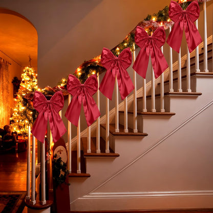 Suncalla 6 FT Burgundy Valentine's Day Bow Garland - Pre-Strung with 10-Inch Bows for Weddings & Parties