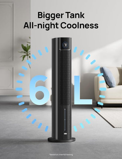 DREO Tower Fan - 43" Oscillating Cooling Fan with Quiet Operation & APP Control | 4 Modes, 12H Timer, Black
