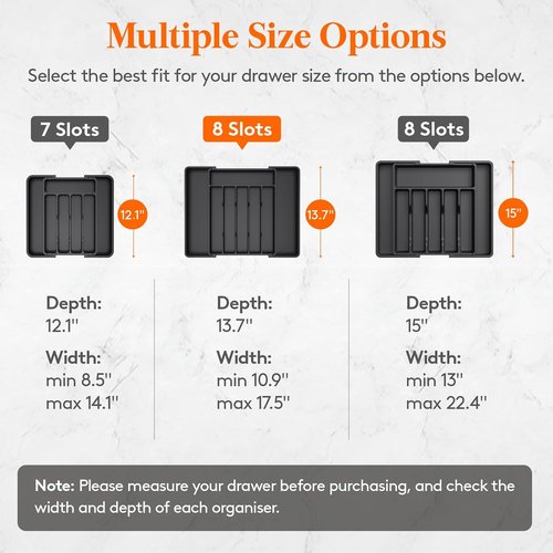 Lifewit Expandable Silverware Drawer Organizer - BPA-Free Utensil Tray for Kitchen | Adjustable 11-18 x 14", Black