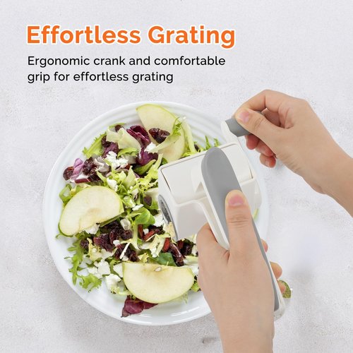 Cheese Grater Hand Crank, UHIYEE Rotary Parmesan Cheese Grater Cheese Shredder Handheld with Fine & Coarse Drums, Restaurant Cheese Grater Grinder with Handle for Hard Cheese Chocolate Nuts