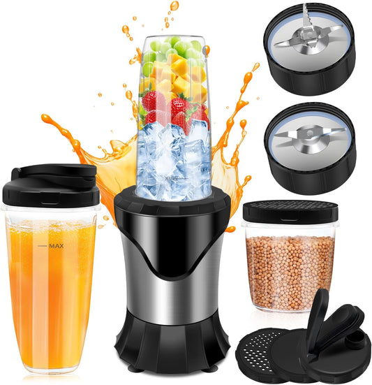 Skiennix 900W Blender - Personal Smoothie Maker with 3 Portable Cups for Juices & Frozen Drinks