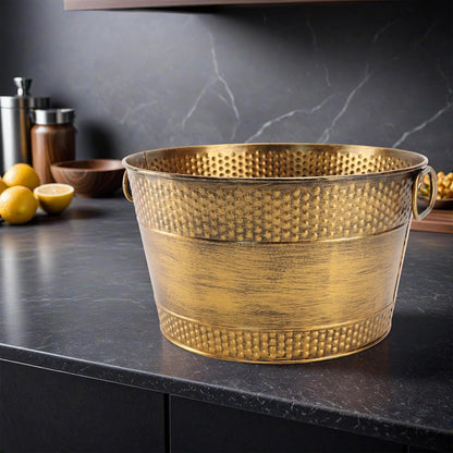 Metal Ice Bucket Galvanized Beverage Tub, Drink Buckets Large Cooler for Wine Beer Champagne Cocktails for Catering, Bars, Parties, Outdoor Events 2PCS Copper Upgrape (Copper-2PCS)