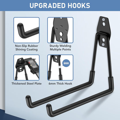 Skiennix Heavy Duty Garage Hooks - Anti-Slip Wall Mount Storage for Bikes, Hoses & Tools | 30 Pack Black