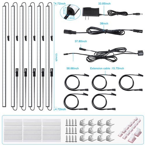 JUSJUBR Gun Safe Light Kit - Door Activated LED Lights, 6 PCS x 12 Inch for Inside Cabinets, Cold White 6000K