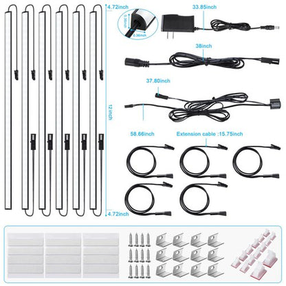 JUSJUBR Gun Safe Light Kit - Door Activated LED Lights, 6 PCS x 12 Inch for Inside Cabinets, Cold White 6000K