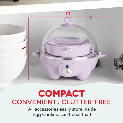 Dash Rapid Egg Cooker - Versatile Boiler, Poacher & Steamer - Holds 7 Eggs, Lavender | Dishwasher Safe & BPA Free