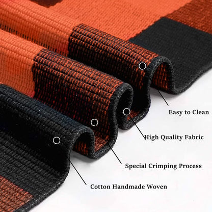 Fall Orange Buffalo Plaid Door Mat 2.3' x 3.6' - Casual Front Porch Rug (Variation: Orange & Black 2'4" x 3'7")