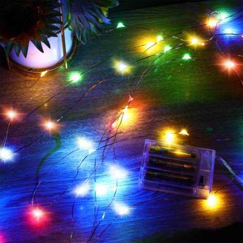 Ariceleo LED Fairy Lights - Battery Operated Copper Wire String Lights | 5m/16ft Multi-Colored for Bedroom, Weddings, Parties