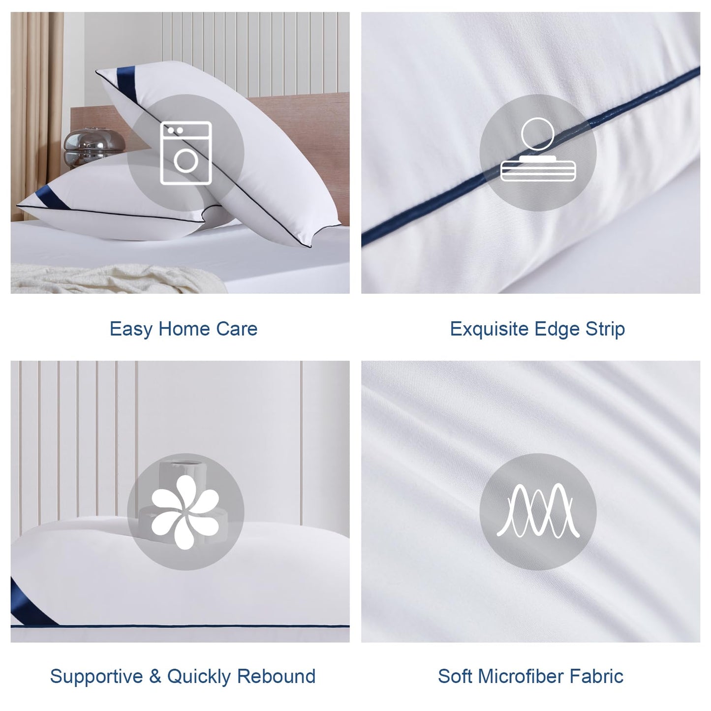 Meoflaw Pillows Standard Size Set of 4,Soft Microfiber Standard Pillows with Hollow Fiber,Hotel Quailty Bed Pillows for Sleeping 4 Pack for Back,Stomach Sleeper