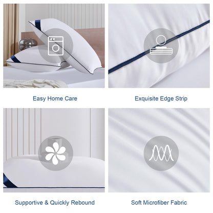 Meoflaw Pillows Standard Size Set of 4,Soft Microfiber Standard Pillows with Hollow Fiber,Hotel Quailty Bed Pillows for Sleeping 4 Pack for Back,Stomach Sleeper